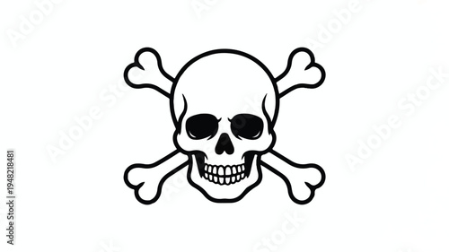 Jolly Roger pirate skull symbol with crossbones  iconic warning sign
