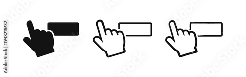 Hand Clicking Button Icon Set in Multiple Artistic Styles for Web and App Interface