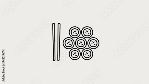 Sushi rolls and chopsticks on a plate  Japanese food