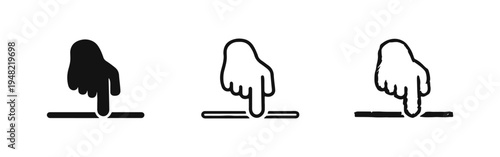 Finger Tapping or Swiping Gesture Icon Set; Hand Pressing Button Vector Symbols