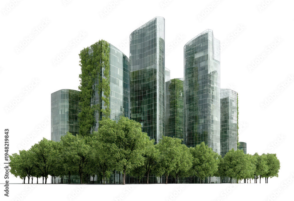Fototapeta premium PNG Modern eco-friendly skyscraper design.