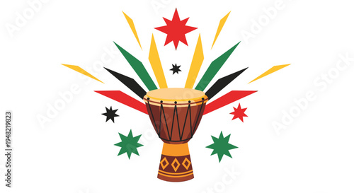 Vibrant African Djembe Drum Design Element.