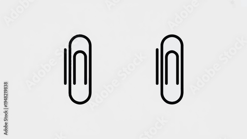 Two black paper clips on gray background