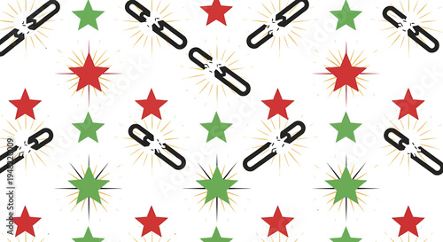 Colorful stars and chain links pattern.