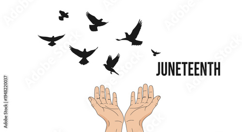 Juneteenth freedom hands with birds.