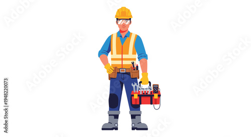 Construction Worker Holding Tool Box.