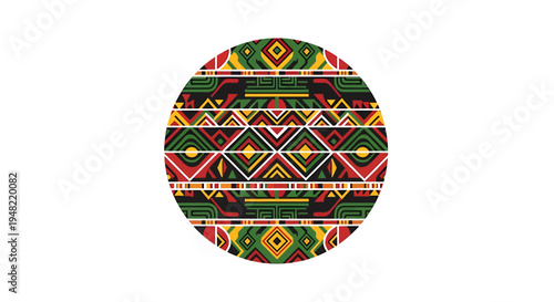 Colorful Geometric Patterned African Fabric.