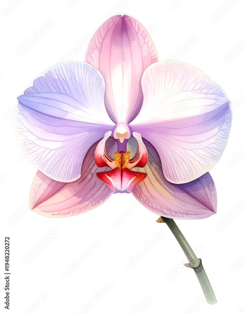Fototapeta premium Pale pink and white orchid flower. Isolated transparent background