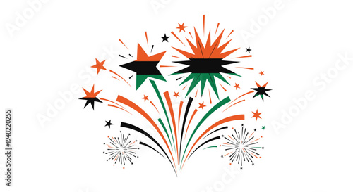 Colorful Fireworks Explosions in Air.