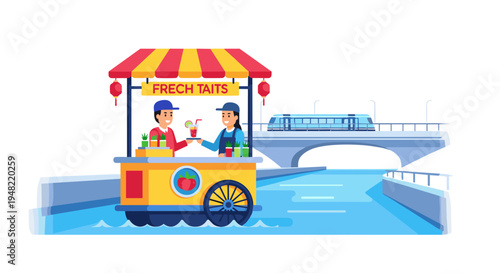 French Fries Street Food Cart Vendor.