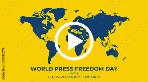 Global Access: Play Button on World Map for Information Flow