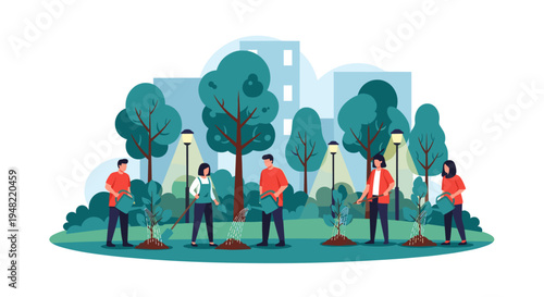People gardening in a park.