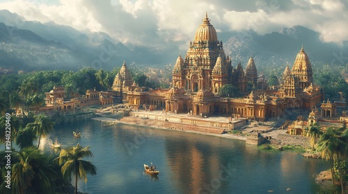 Grand Ancient South Indian Hindu Kingdom, Majestic Historical Landscape