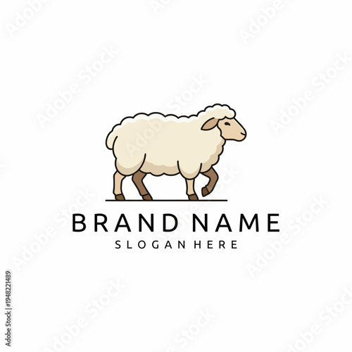 A charming cartoon sheep depicted in this logo emphasizes qualities of wool products or farm-related businesses, embodying simplicity and cuteness in branding.