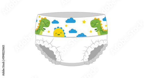 Child s training pants featuring dinosaurs sun stars and clouds