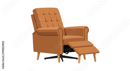 A comfortable orange recliner chair with matching ottoman displayed indoors