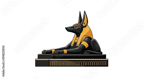 Anubis the jackal headed egyptian god depicted in a regal pose