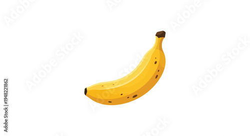 A single ripe yellow banana with brown tips is displayed