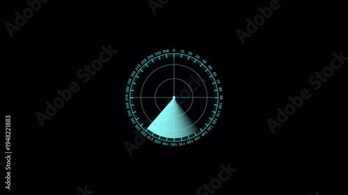 Digital Radar Scanner Animation 4K with Alpha Channel, Radar Sweep Animation 4K with Transparent Background Alpha Channel.