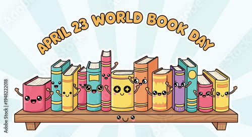 Cute cartoon books celebrate world book day on april 23rd