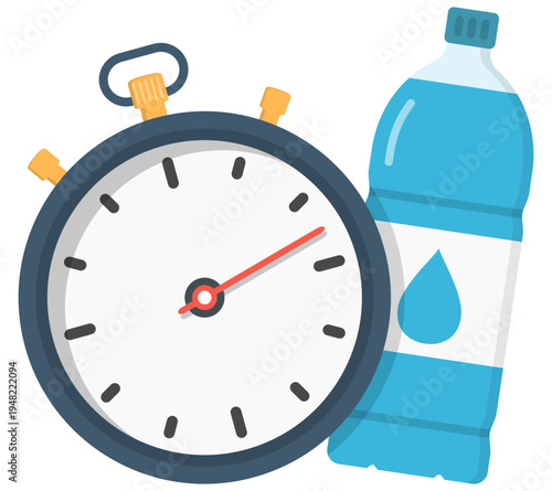 Stopwatch with bottle of water