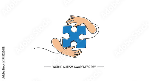 Hands gently holding a blue puzzle piece for autism awareness day