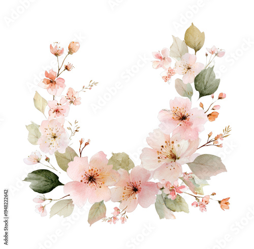 PNG Delicate watercolor floral wreath