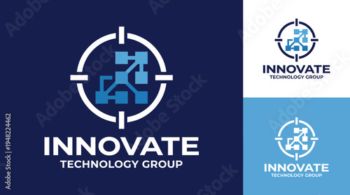 A tech-themed logo designed with intricate lines and shapes, representing innovation and connectivity, ideal for technology-focused companies and startups.