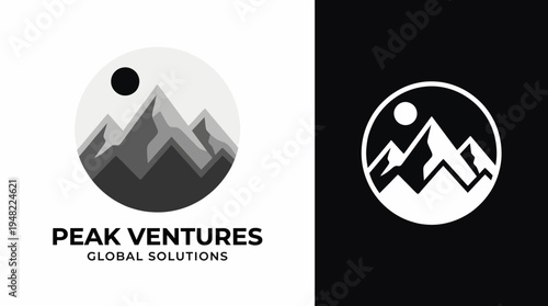 A sleek two-tone logo featuring abstract mountain peaks, seamlessly blending elements of design and nature, communicating elegance and simplicity in a modern format.
