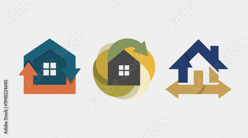 This image showcases three artistic interpretations of eco-friendly houses designed with sustainability in mind, representing the future of green living and architectural innovation.