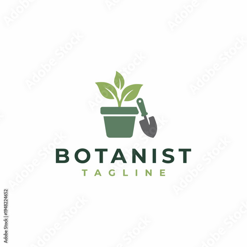 A delightful logo representing a gardener's identity, featuring a potted plant and gardening tools. Captures the essence of growth, nature, and a love for gardening.