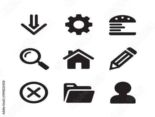 Modern dropdown menu icons with sleek expandable list silhouette designs