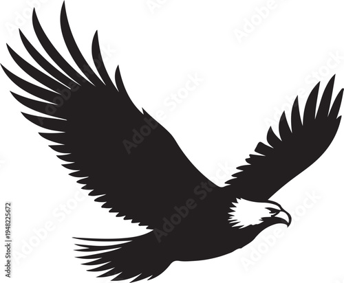 Majestic eagle soaring gracefully across the sky in flight Vector, illustration