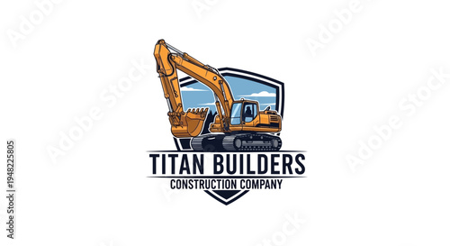 Heavy Excavator Construction Company Logo - Titan Builders