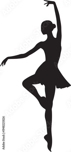 Elegant silhouette of a ballerina in a graceful arabesque pose Vector, illustration