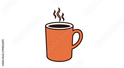 Cozy Orange Mug with Steaming Hot Coffee - Simple Illustration