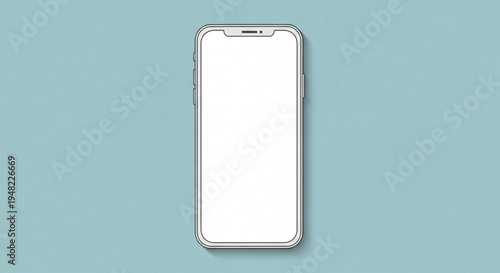 Modern smartphone with blank screen on light blue background for mockup purposes on transparent background