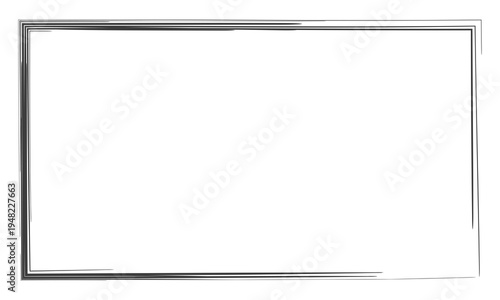 Grunge hand drawn rectangle frame border isolated on transparent background PNG