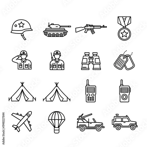Military and tactical equipment icons collection