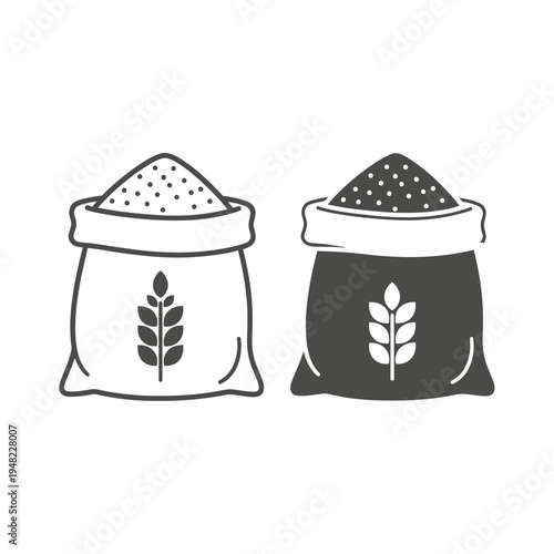 Two sacks filled with grains or seeds symbolizing abundance and agriculture