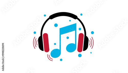 Music Headphones and Notes Graphic Illustration