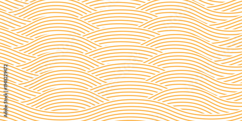 Yellow instant noodle, pasta and spaghetti texture with geometric wavy lines. Ramen, pasta vector pattern. Background abstract food illustration