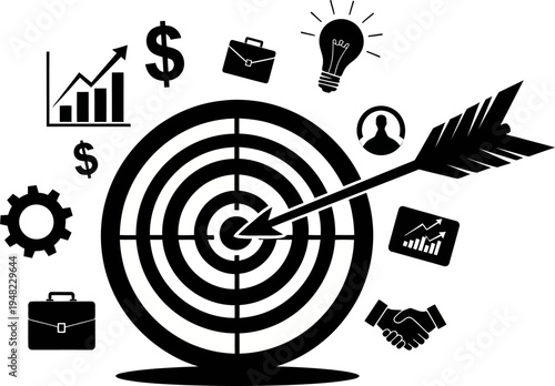 Business target goal achievement silhouette concept illustration