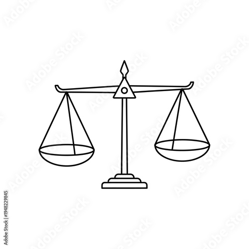 Balanced scales symbolizing justice and equilibrium in a minimalist design