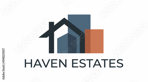 A professional logo illustration for 'Haven Estates' featuring a minimalistic house design, representing trust and stability in real estate services with a contemporary style.