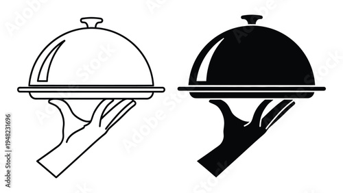 A comparative analysis of two distinct serving dish illustrations with cloaks