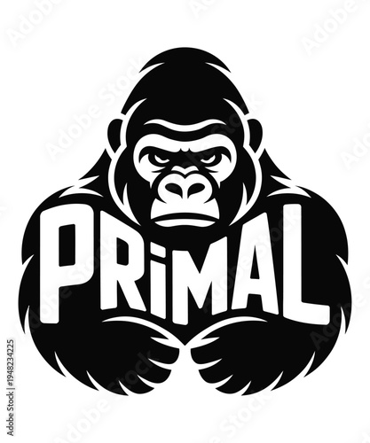 Black and white gorilla logo with the word primal