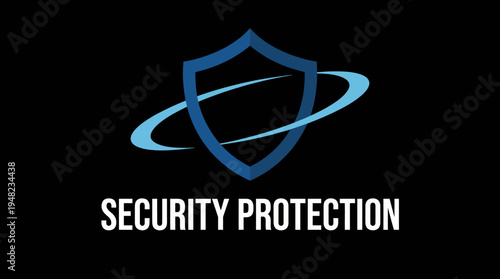 This modern logo features a sleek shield design with the text 'Security Protection', symbolizing safety, trust, and professionalism in the security industry.