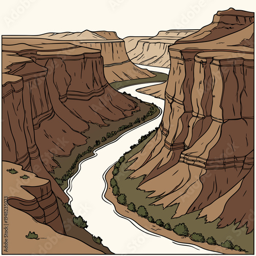 A canyon with a river running through it