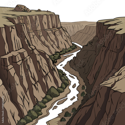 A river running through a canyon with steep cliffs